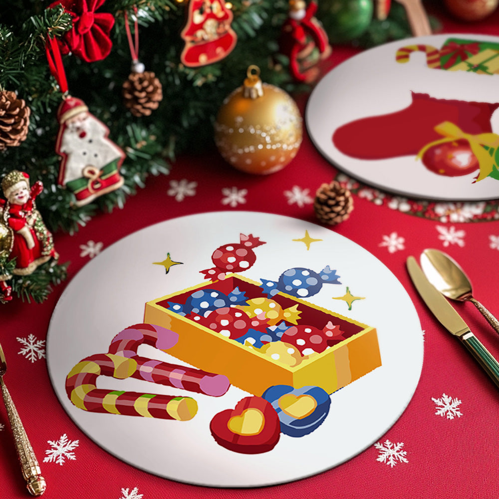4 Stuks Kerstsnoep en Cadeau Placemats Schilderen op Nummers