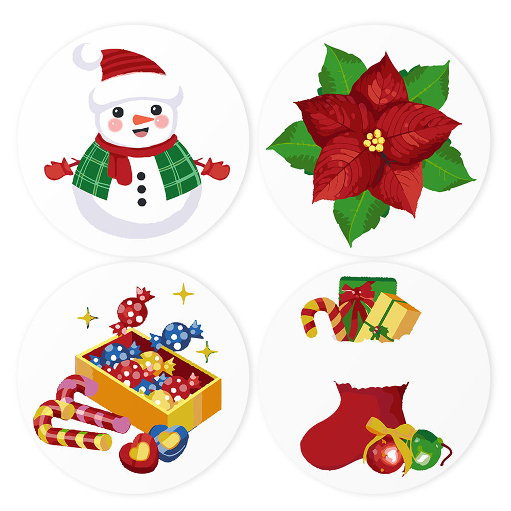 4 Stuks Kerstsnoep en Cadeau Placemats Schilderen op Nummers