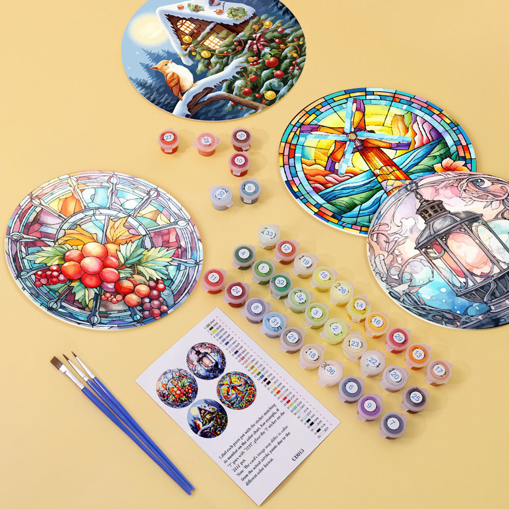 4 Stuks Kerstthema Placemats Schilderen op Nummers