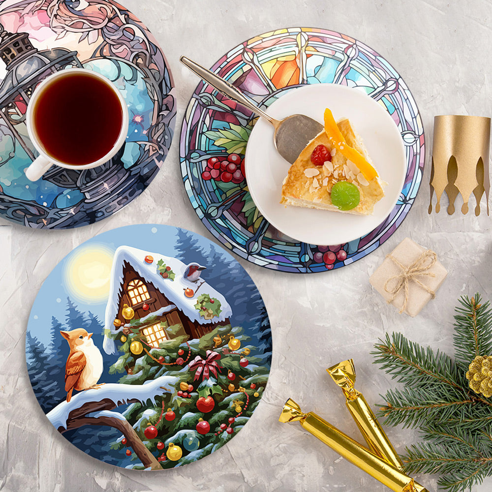 4 Stuks Kerstthema Placemats Schilderen op Nummers