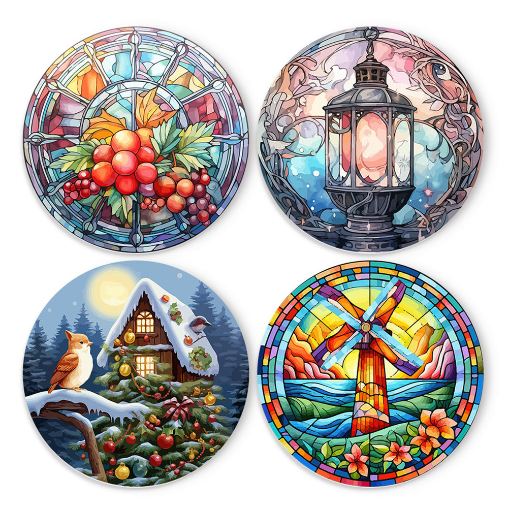 4 Stuks Kerstthema Placemats Schilderen op Nummers