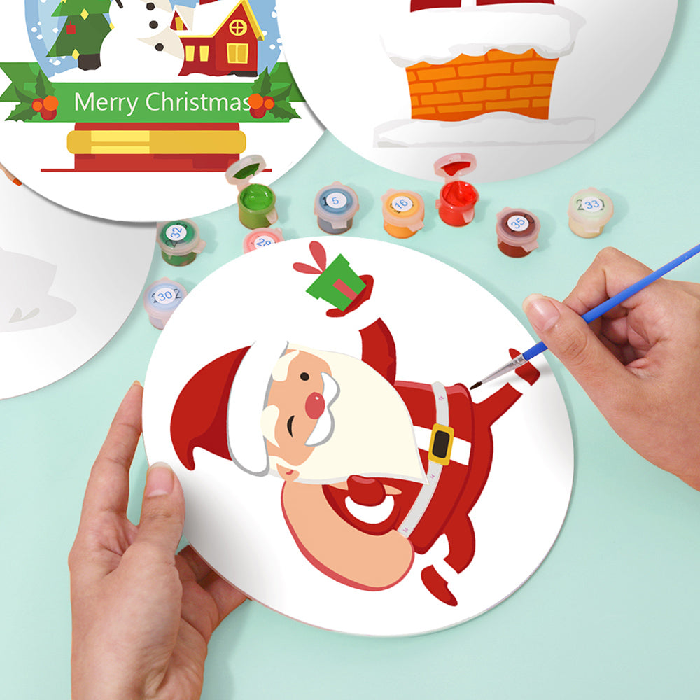 4 Stuks Vrolijke Kerstman Placemats Schilderen op Nummers
