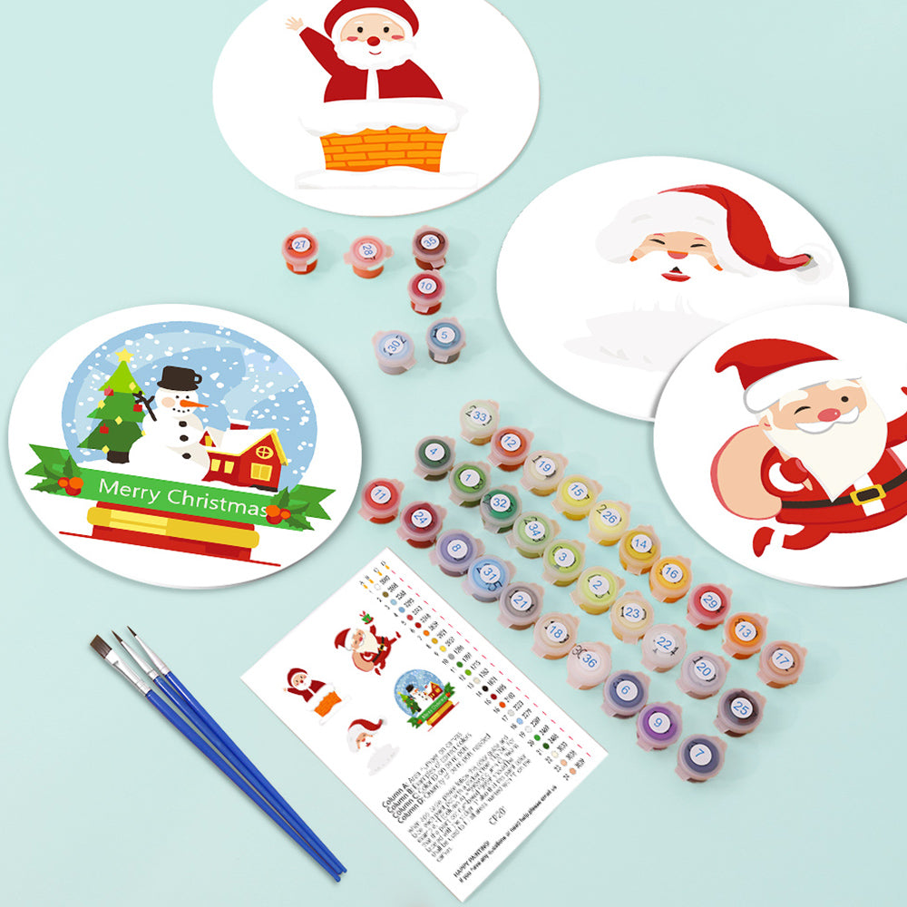 4 Stuks Vrolijke Kerstman Placemats Schilderen op Nummers