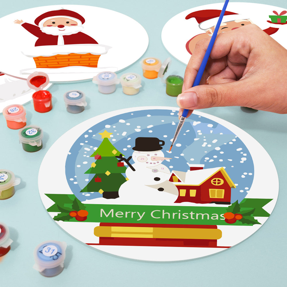 4 Stuks Vrolijke Kerstman Placemats Schilderen op Nummers