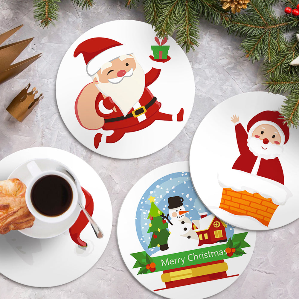 4 Stuks Vrolijke Kerstman Placemats Schilderen op Nummers