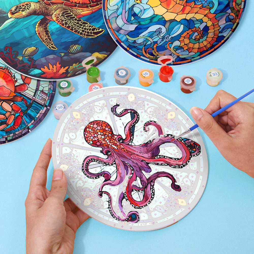 4 Stuks Zee Dieren Placemats Schilderen op Nummers