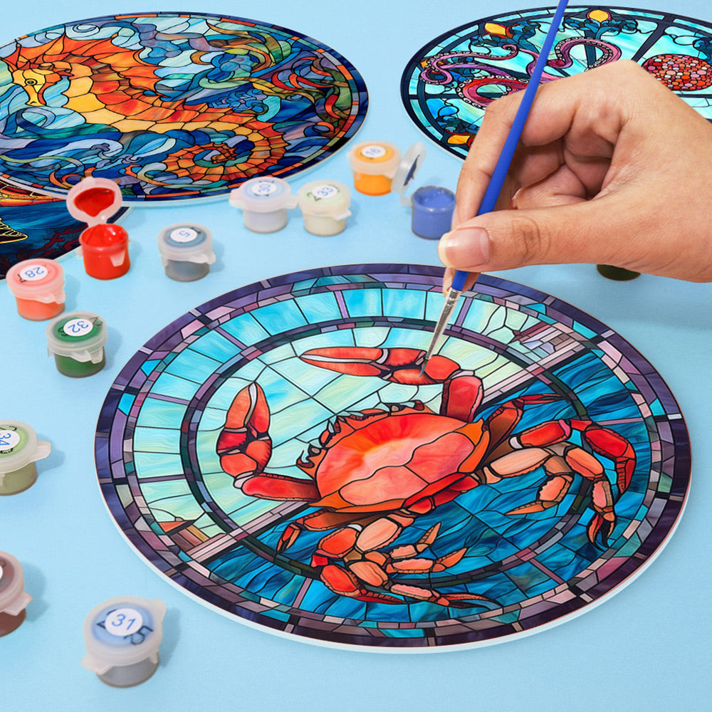 4 Stuks Zee Dieren Placemats Schilderen op Nummers