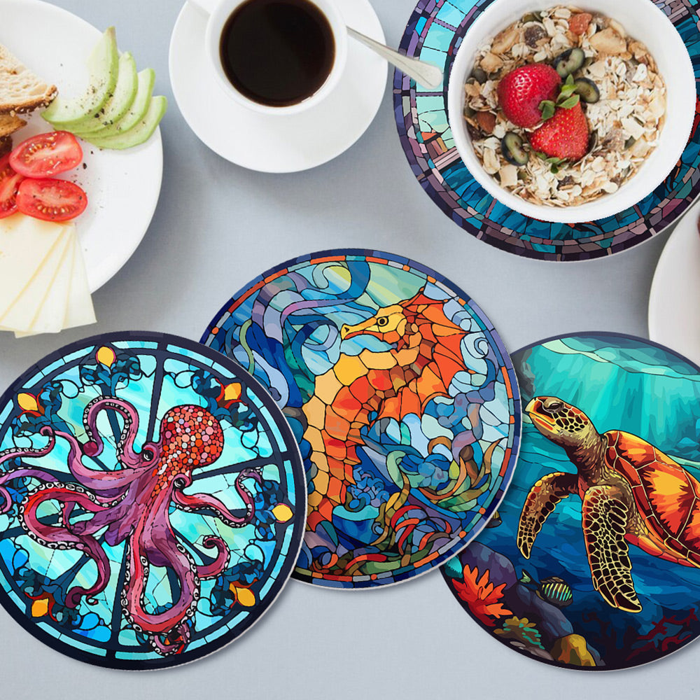4 Stuks Zee Dieren Placemats Schilderen op Nummers