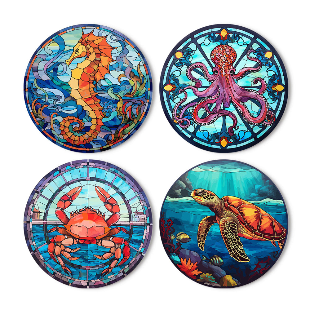 4 Stuks Zee Dieren Placemats Schilderen op Nummers