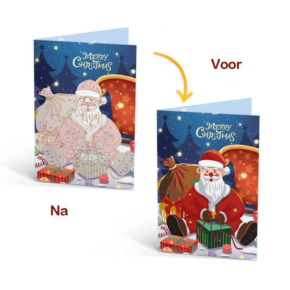6 Kerstkaarten Schilderen op Nummers | Cadeaupakket van de Kerstman