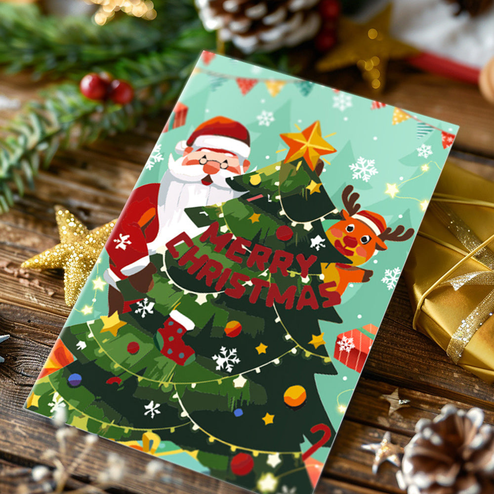 6 Kerstkaarten Schilderen op Nummers | Cadeaupakket van de Kerstman