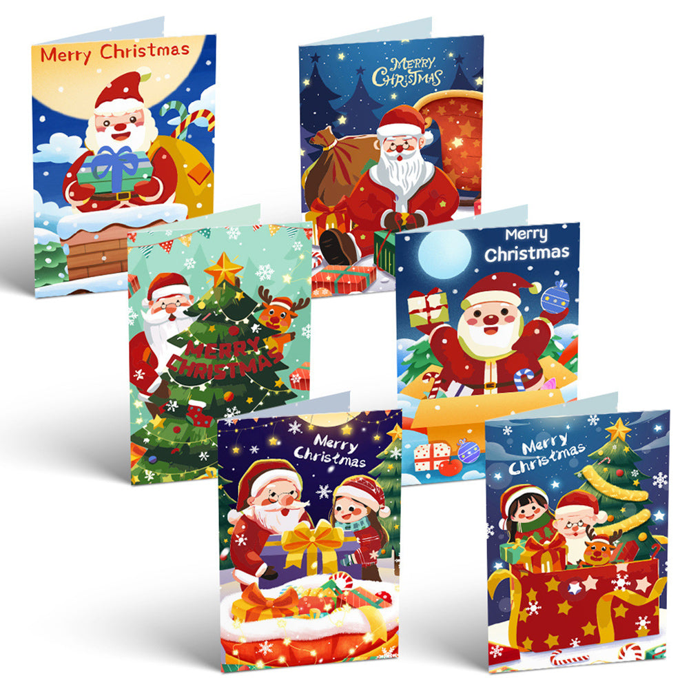 6 Kerstkaarten Schilderen op Nummers | Cadeaupakket van de Kerstman