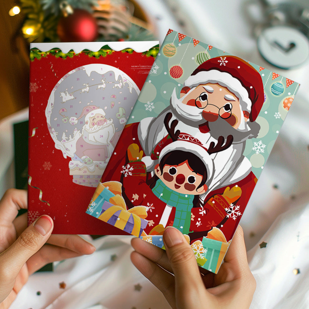 6 Kerstkaarten Schilderen op Nummers | Kerstman en Kerstboom