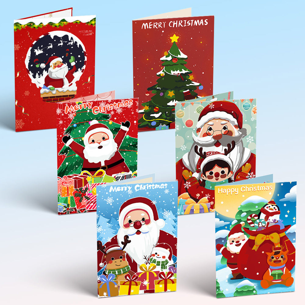 6 Kerstkaarten Schilderen op Nummers | Kerstman en Kerstboom