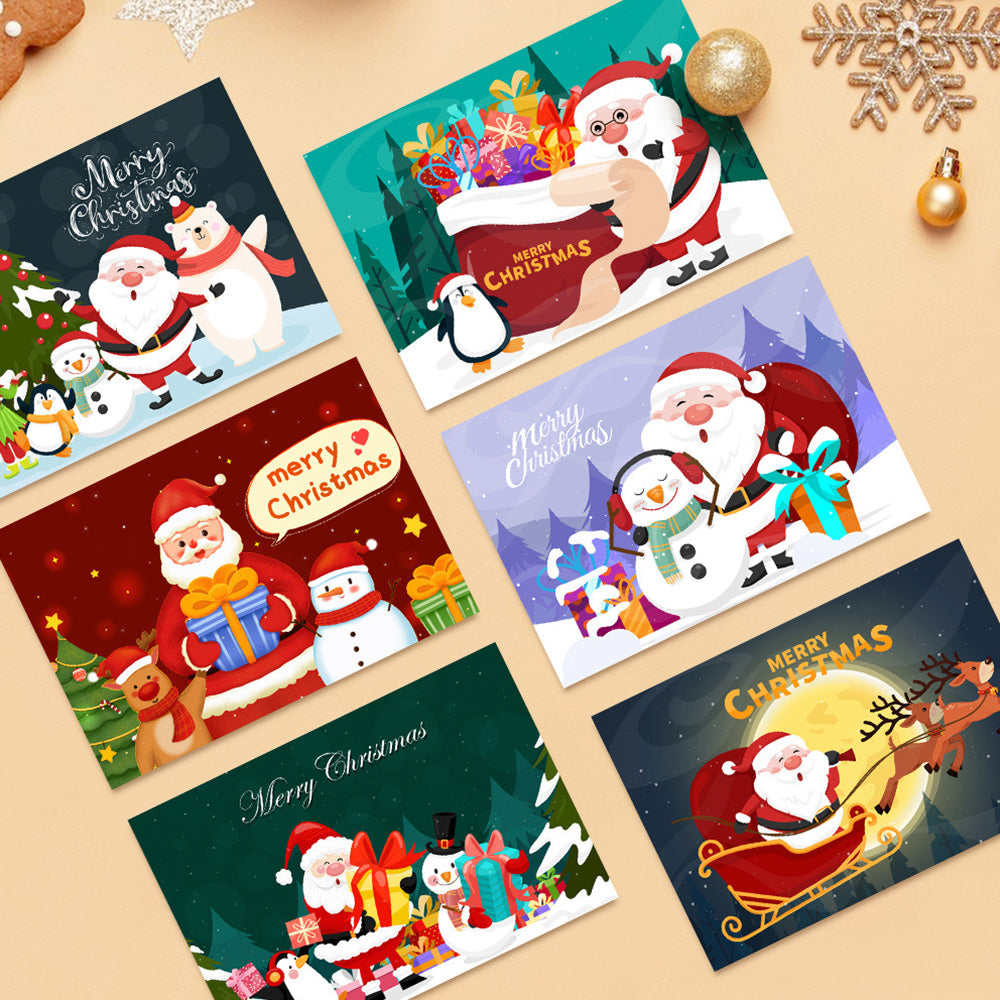 6 Kerstkaarten Schilderen op Nummers | Kerstman en Sneeuwpop