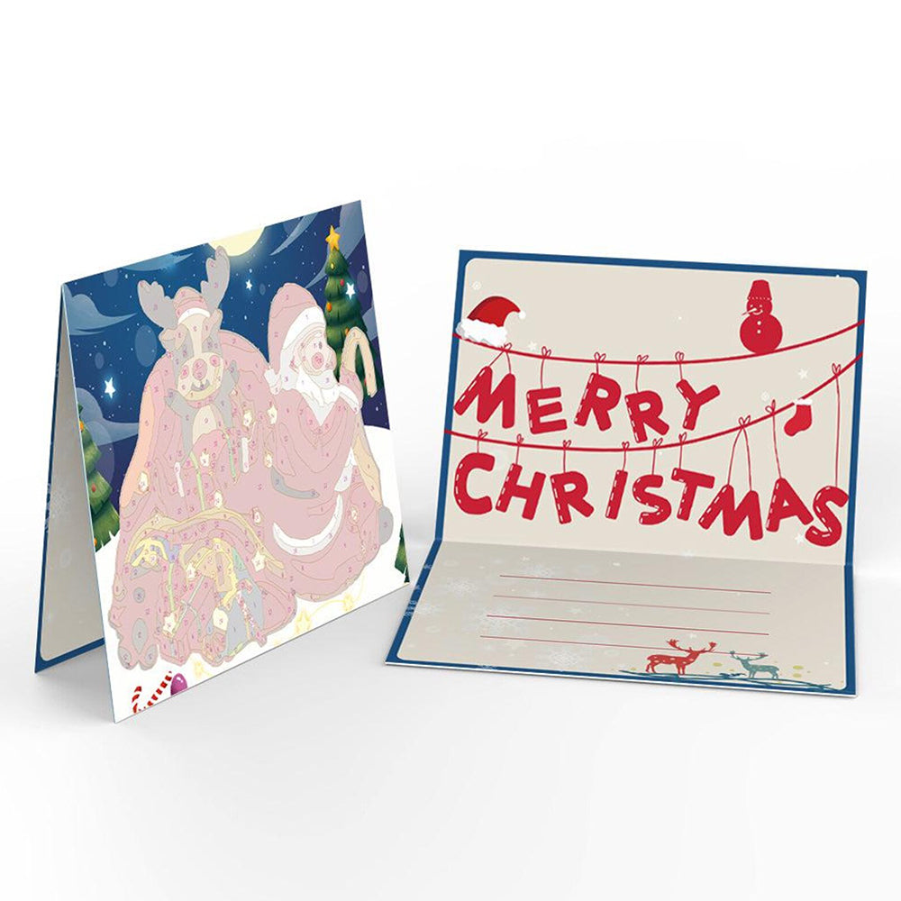 6 Kerstkaarten Schilderen op Nummers | Kerstman, Pinguïn en Rendier