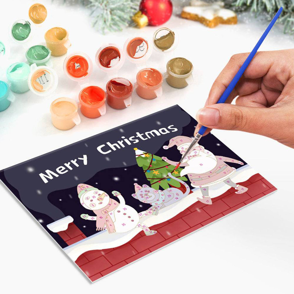 6 Kerstkaarten Schilderen op Nummers | Vrolijk Kerstfeest