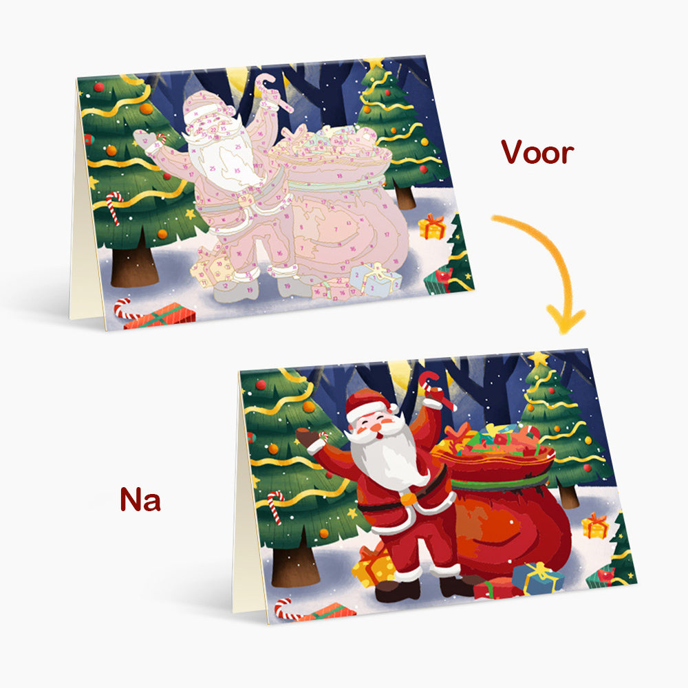 6 Kerstkaarten Schilderen op Nummers | Vrolijk Kerstfeest