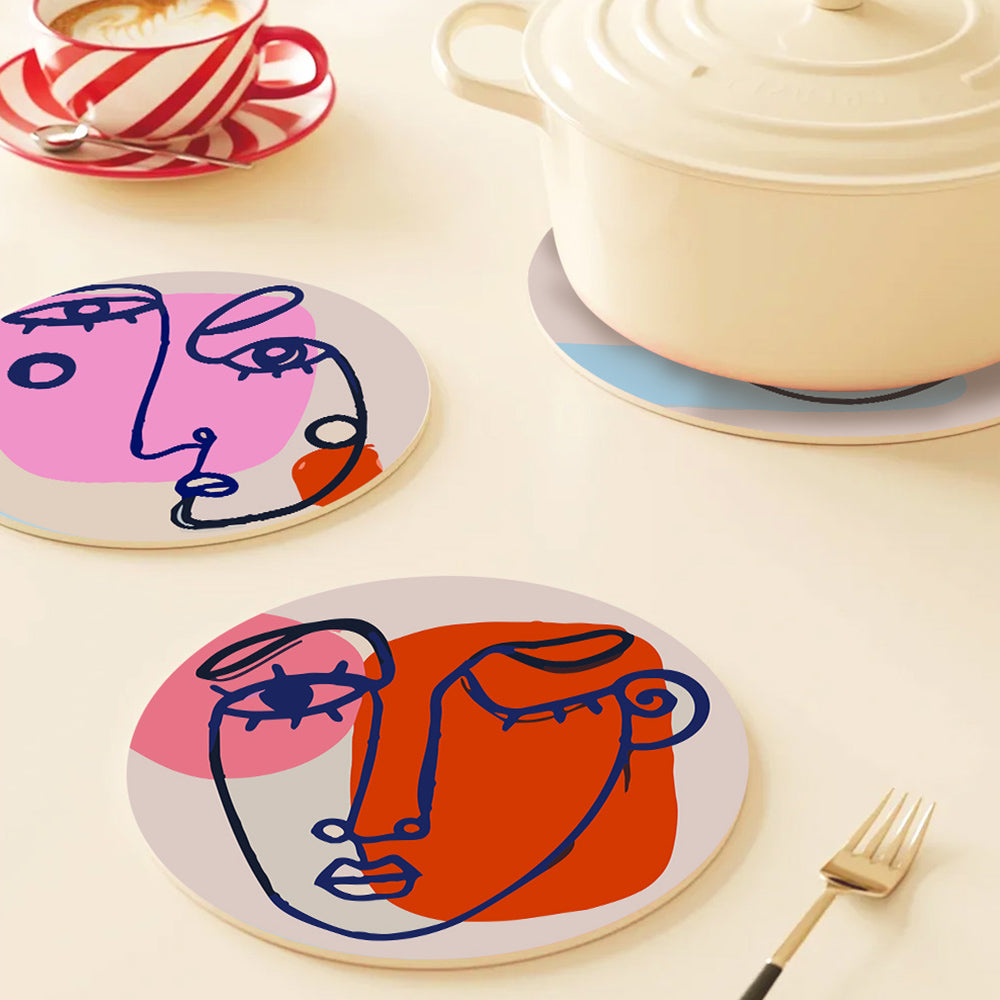 6 Stuks Abstracte Vrouwengezicht Placemats Schilderen op Nummers