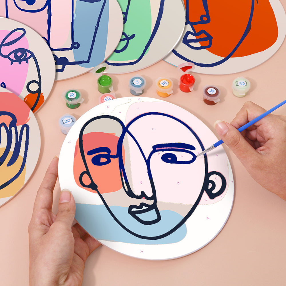 6 Stuks Abstracte Vrouwengezicht Placemats Schilderen op Nummers