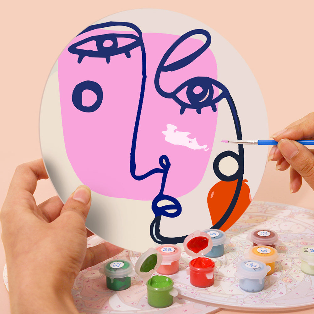 6 Stuks Abstracte Vrouwengezicht Placemats Schilderen op Nummers