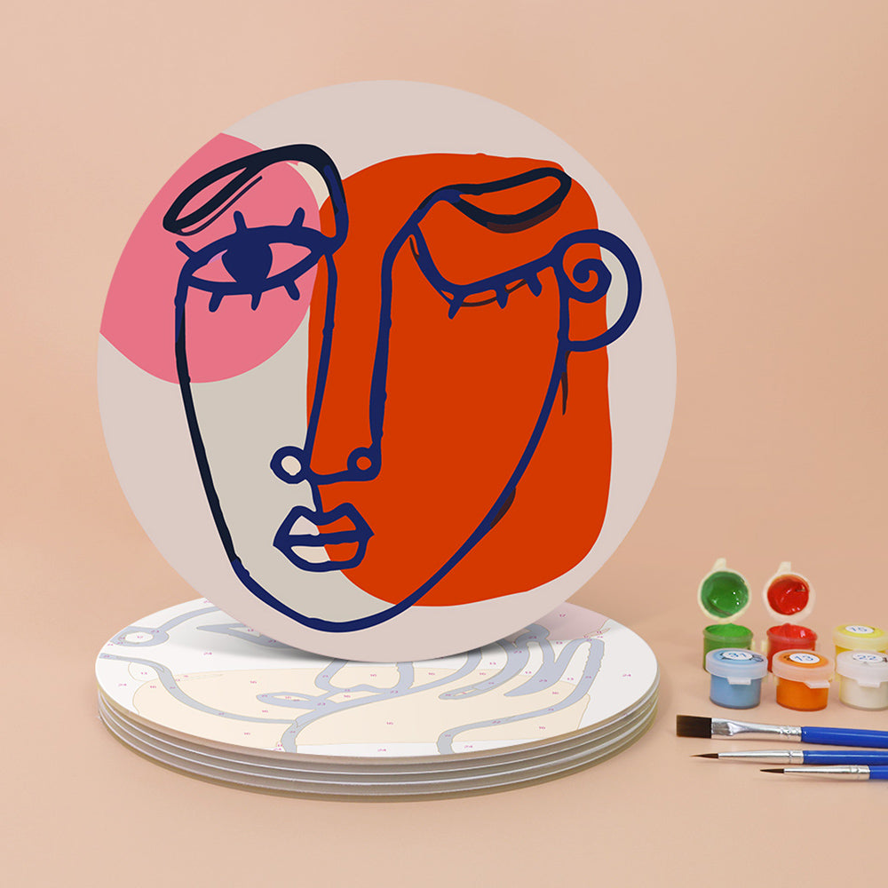 6 Stuks Abstracte Vrouwengezicht Placemats Schilderen op Nummers