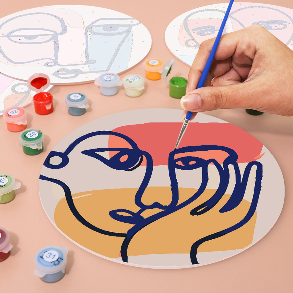6 Stuks Abstracte Vrouwengezicht Placemats Schilderen op Nummers