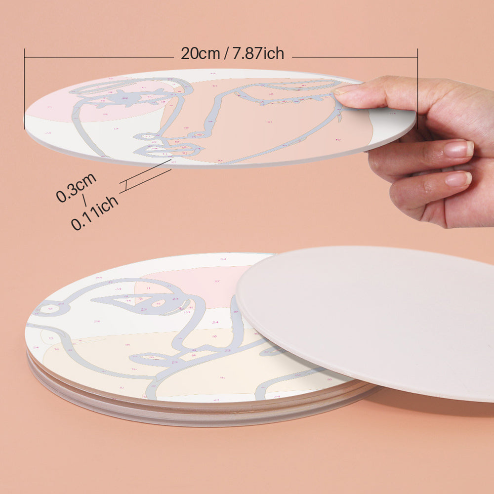 6 Stuks Abstracte Vrouwengezicht Placemats Schilderen op Nummers