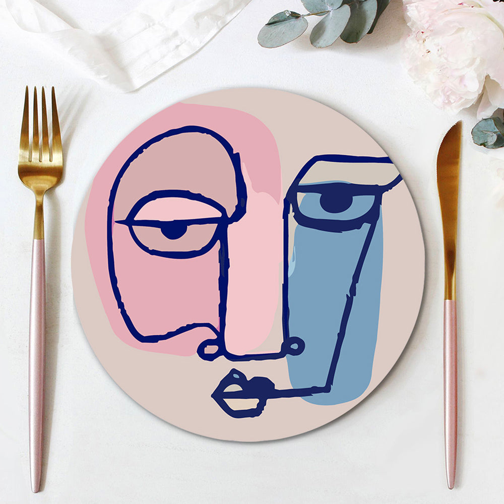 6 Stuks Abstracte Vrouwengezicht Placemats Schilderen op Nummers