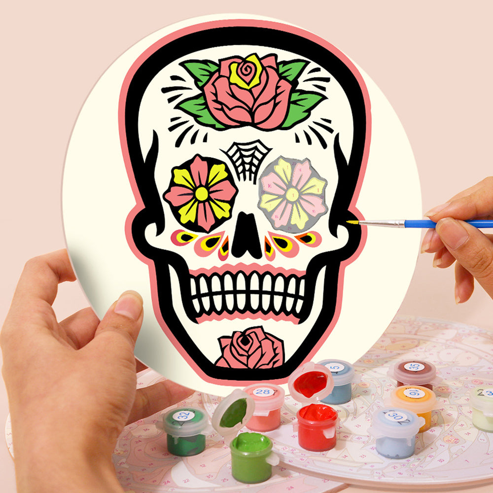 6 Stuks Bloemen Schedel Placemats Schilderen op Nummers