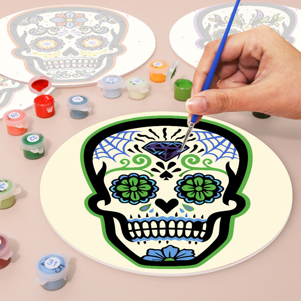 6 Stuks Bloemen Schedel Placemats Schilderen op Nummers