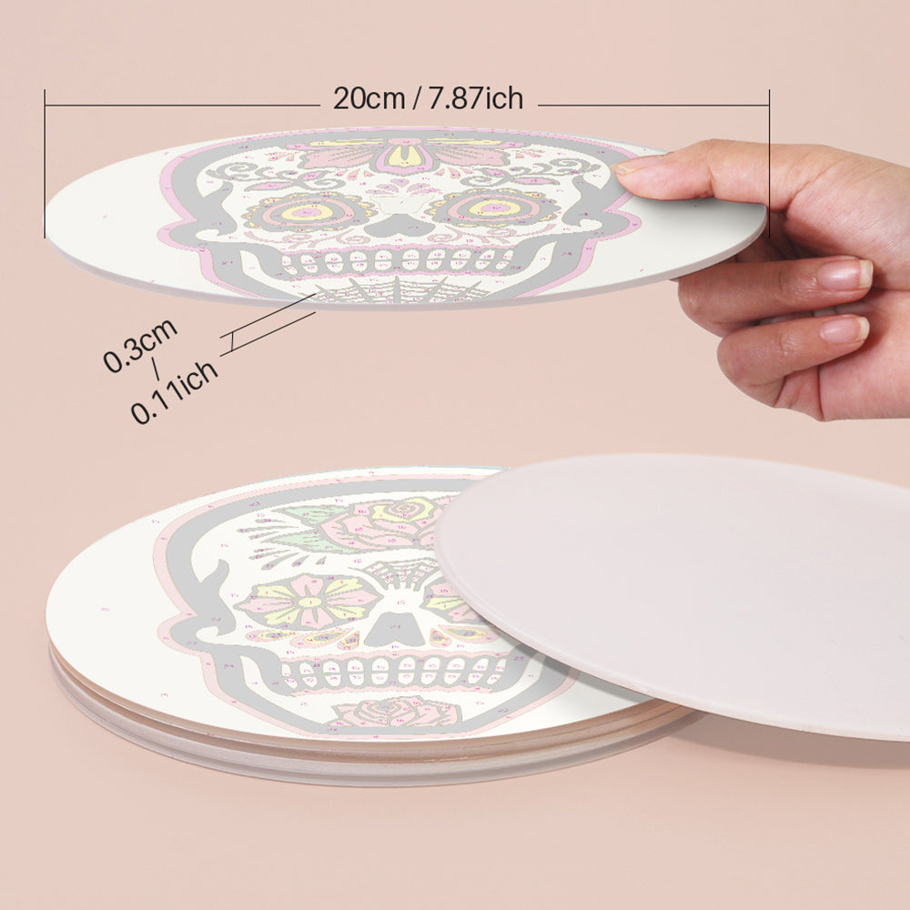 6 Stuks Bloemen Schedel Placemats Schilderen op Nummers
