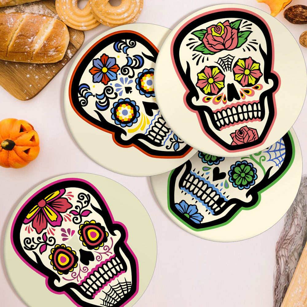 6 Stuks Bloemen Schedel Placemats Schilderen op Nummers