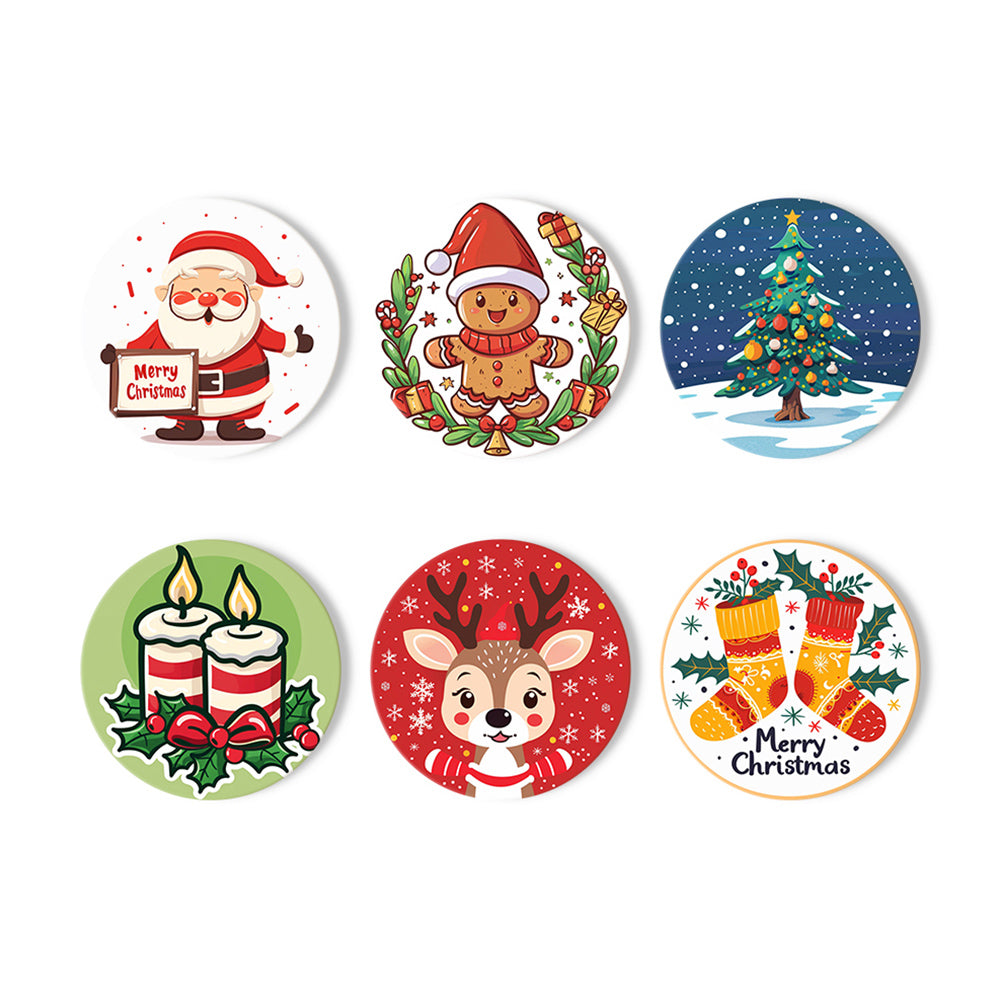 6 Stuks Cartoon Kerstmis Onderzetters Schilderen op Nummers