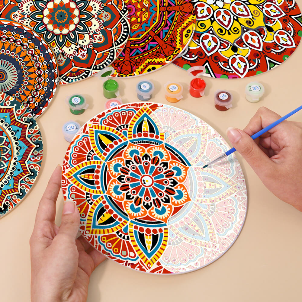 6 Stuks Complexe Mandala Placemats Schilderen op Nummers