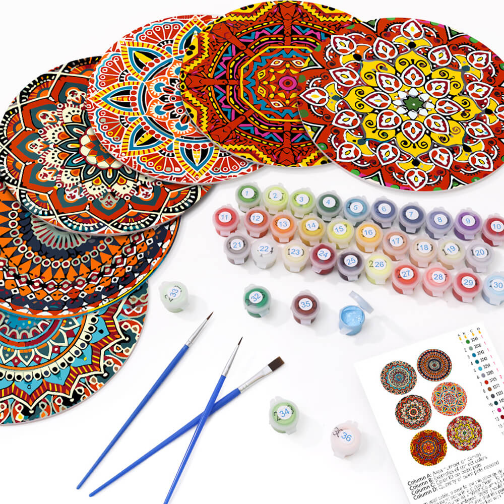 6 Stuks Complexe Mandala Placemats Schilderen op Nummers