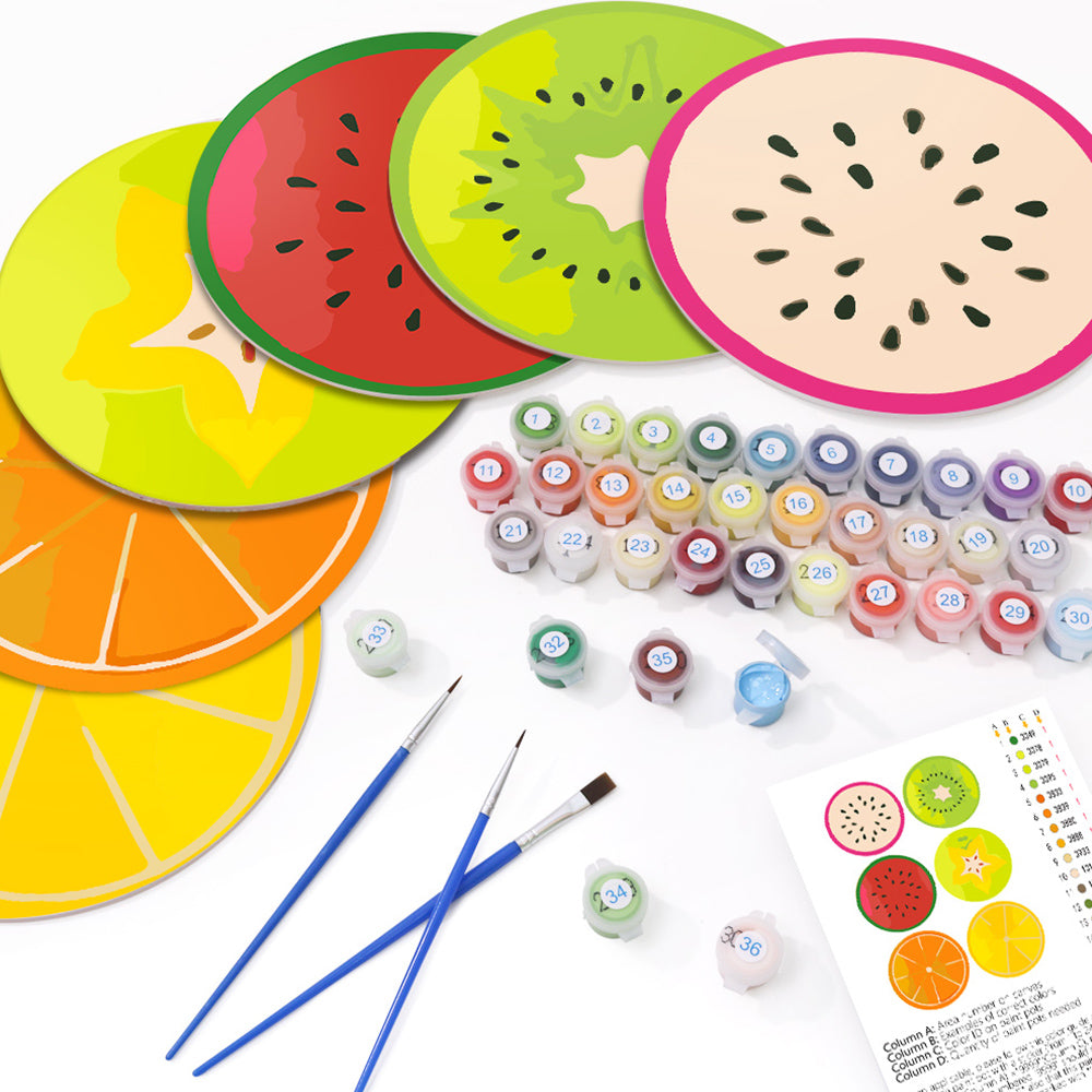 6 Stuks Diverse Vruchten Placemats Schilderen op Nummers