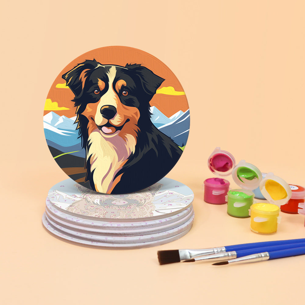 6 Stuks Honden en Bergen Onderzetters Schilderen op Nummers