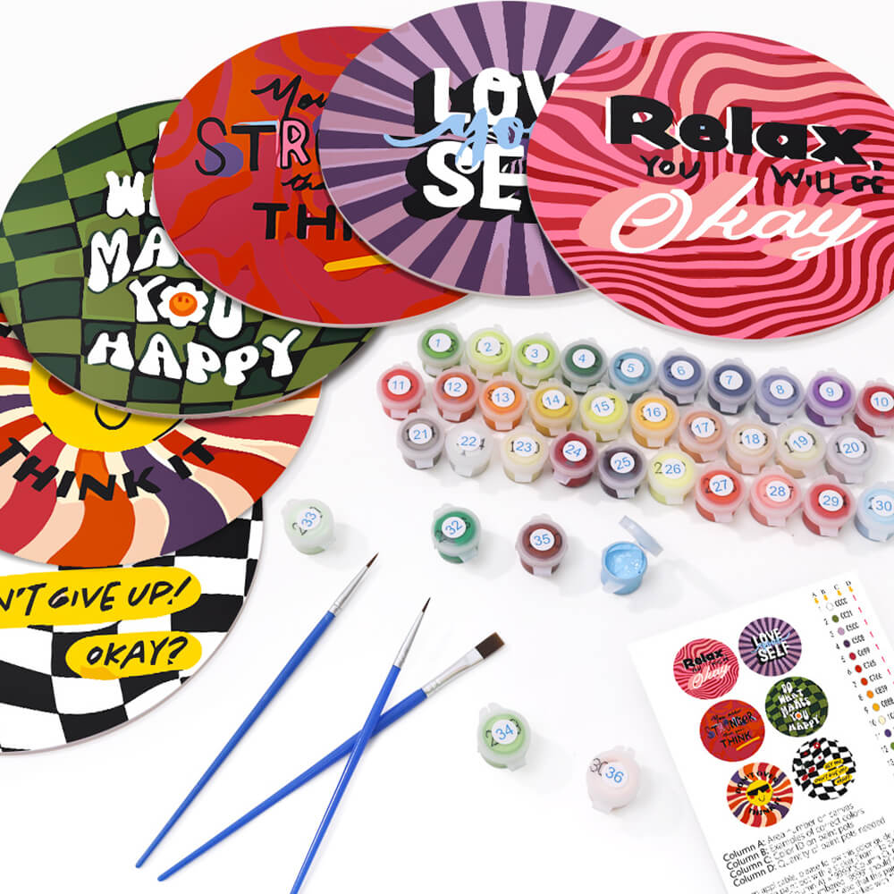 6 Stuks Inspirerende Woorden Placemats Schilderen op Nummers