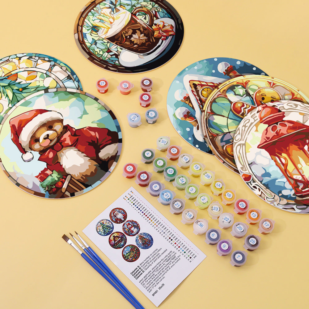 6 Stuks Kerst Peperkoekmannetje Placemats Schilderen op Nummers