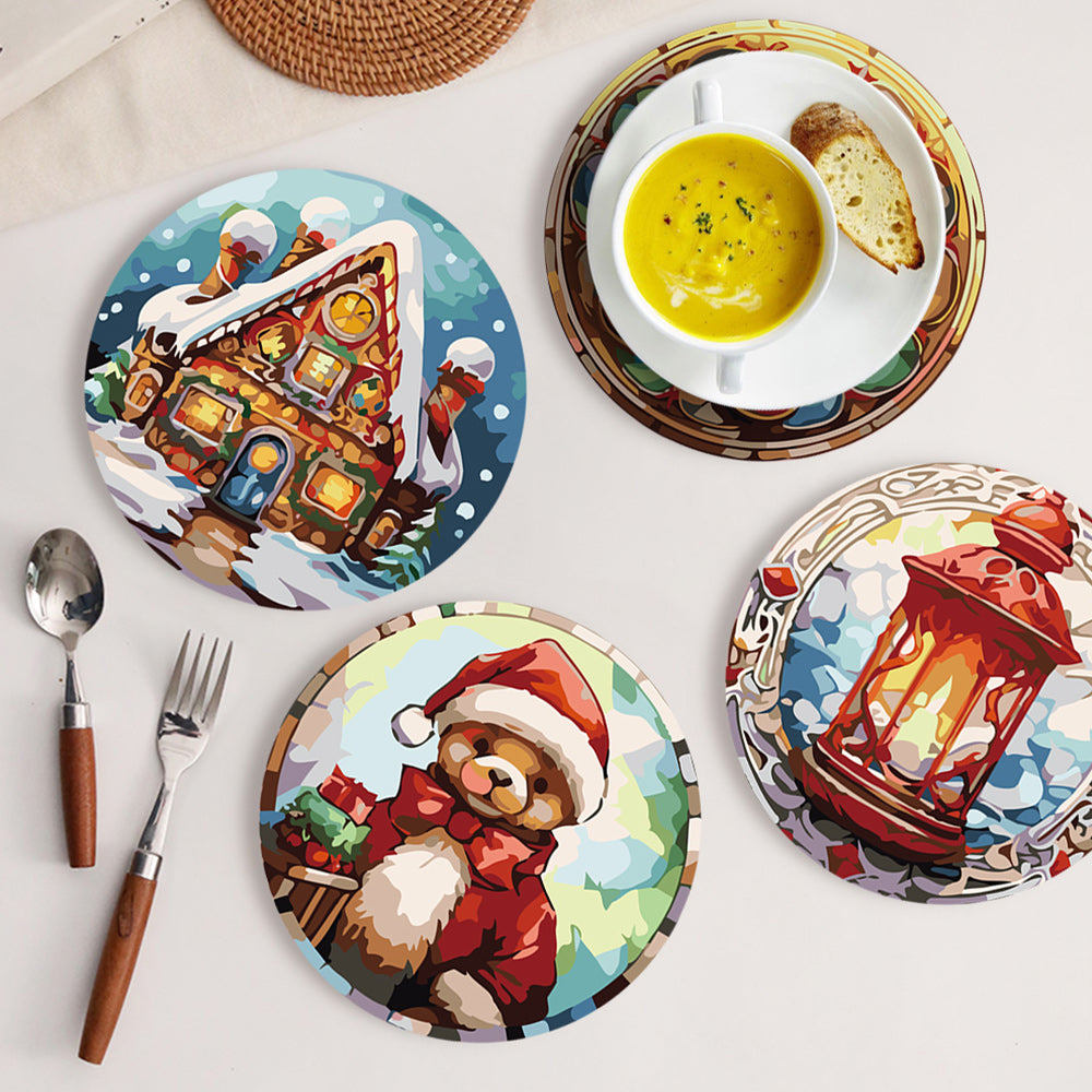 6 Stuks Kerst Peperkoekmannetje Placemats Schilderen op Nummers