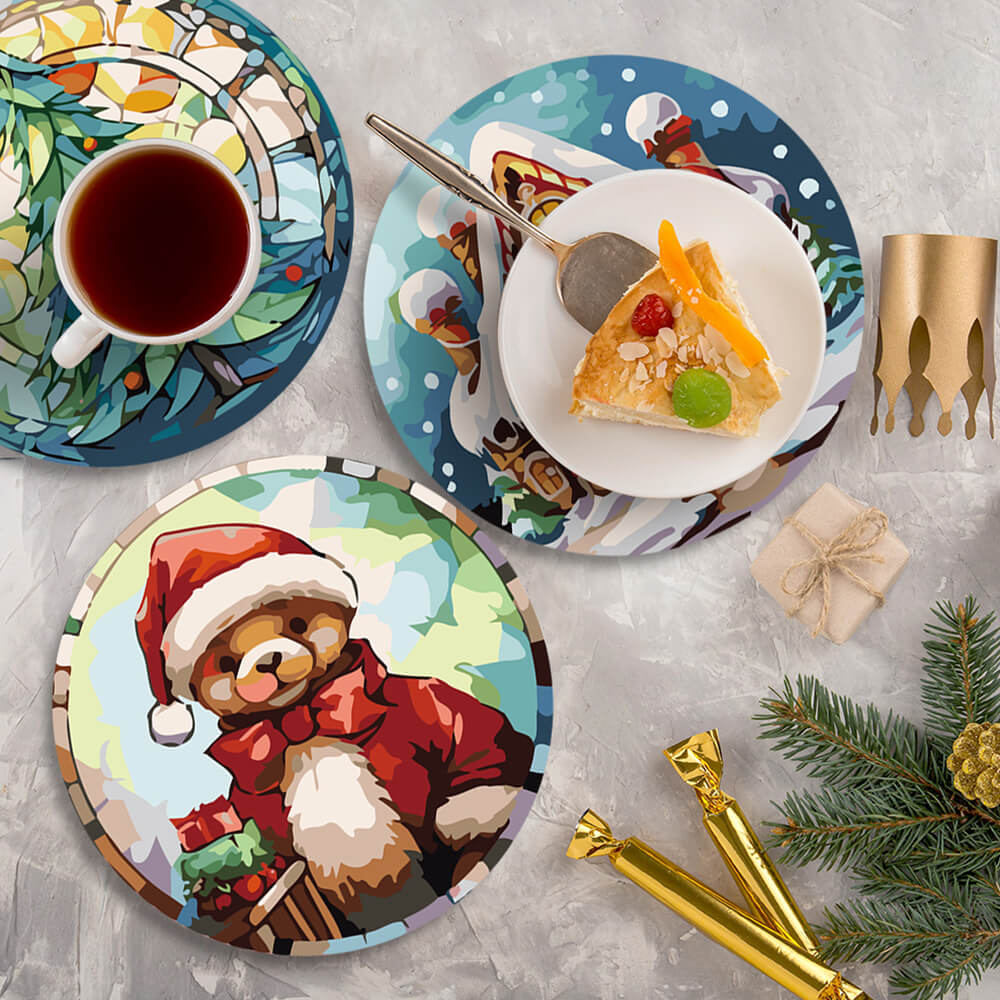 6 Stuks Kerst Peperkoekmannetje Placemats Schilderen op Nummers