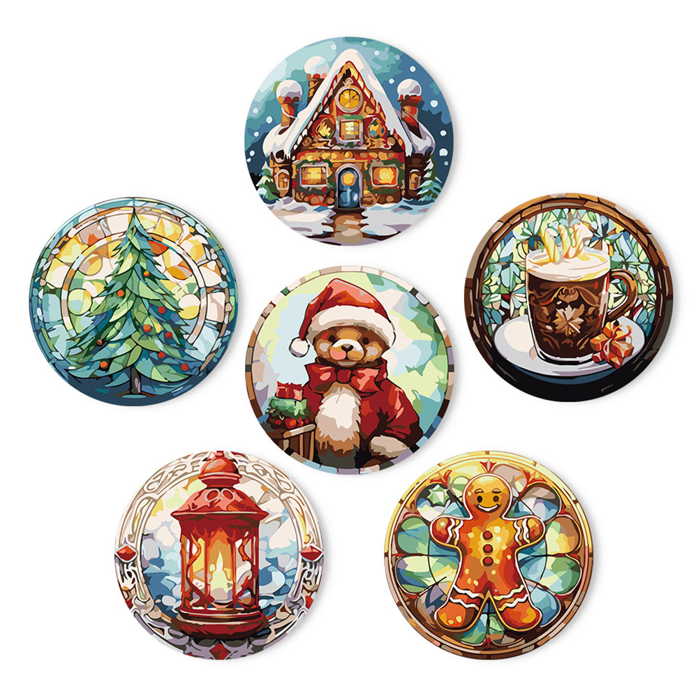 6 Stuks Kerst Peperkoekmannetje Placemats Schilderen op Nummers