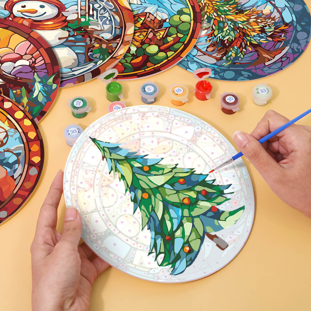 6 Stuks Kerstman en Kerstboom Placemats Schilderen op Nummers