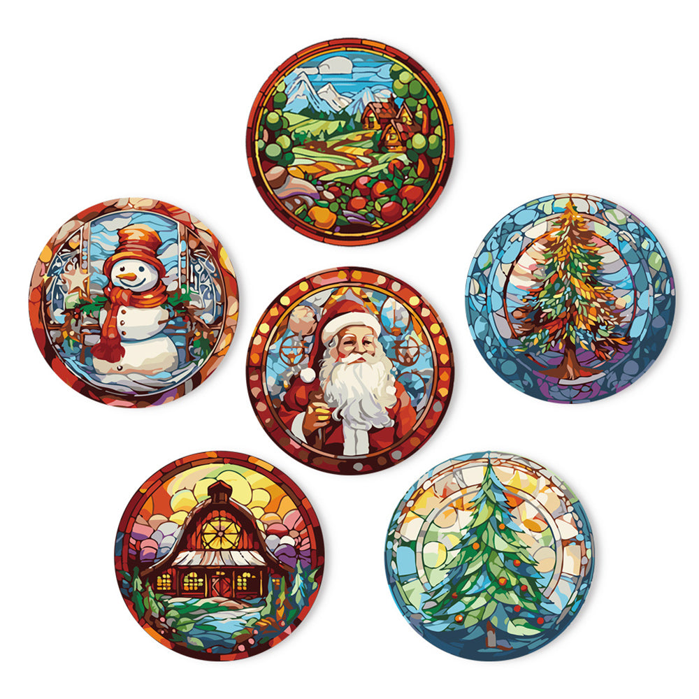 6 Stuks Kerstman en Kerstboom Placemats Schilderen op Nummers