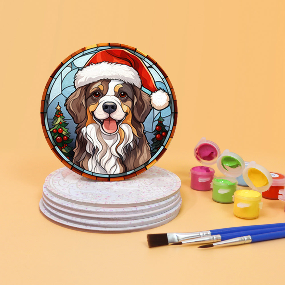6 Stuks Kerstmis Dieren Onderzetters Schilderen op Nummers
