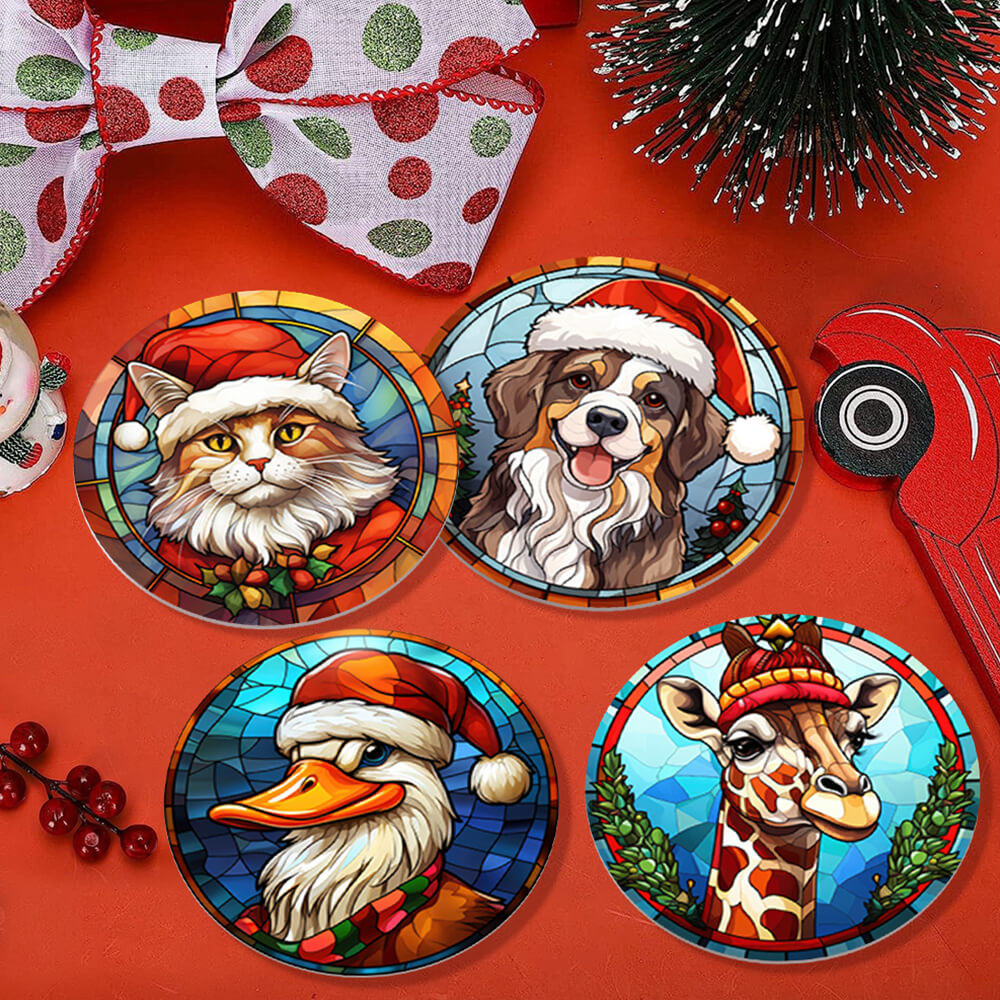 6 Stuks Kerstmis Dieren Onderzetters Schilderen op Nummers