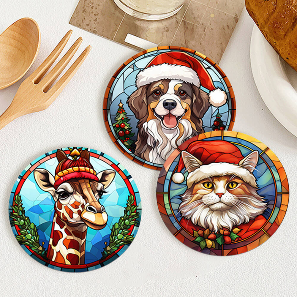 6 Stuks Kerstmis Dieren Onderzetters Schilderen op Nummers