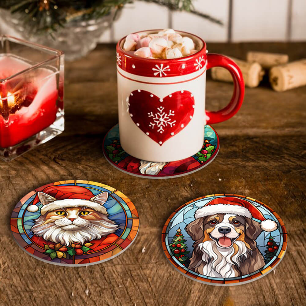 6 Stuks Kerstmis Dieren Onderzetters Schilderen op Nummers