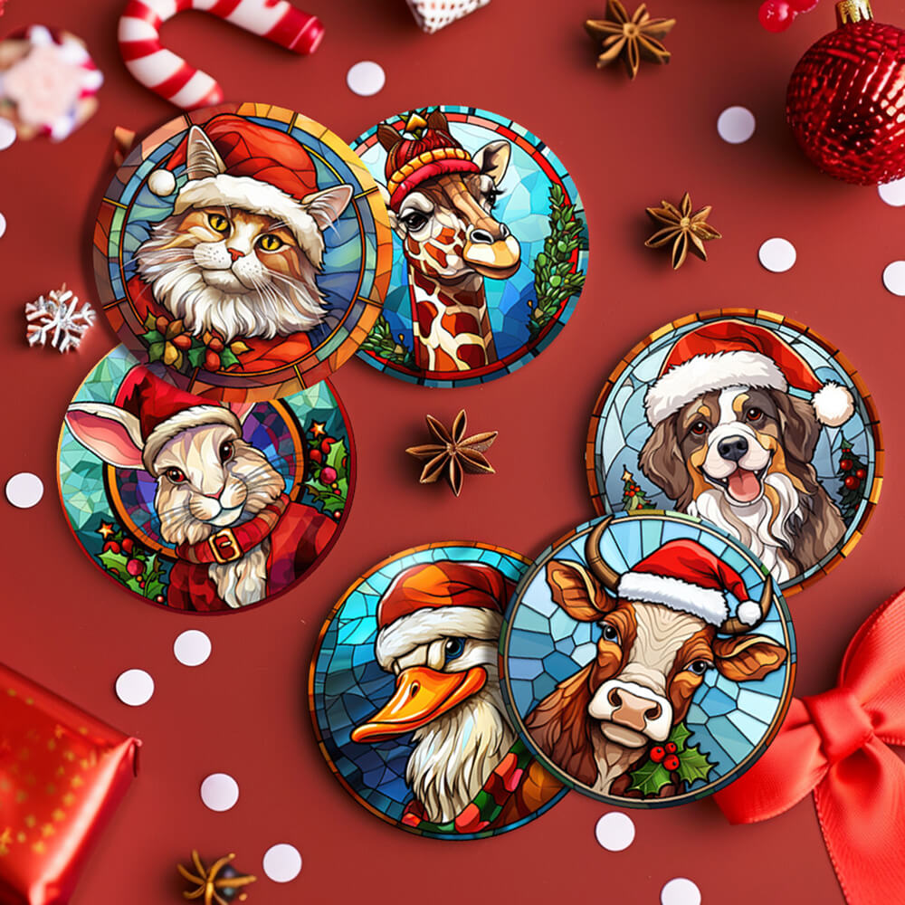 6 Stuks Kerstmis Dieren Onderzetters Schilderen op Nummers